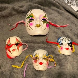 Set of 4 retro hand painted masks
